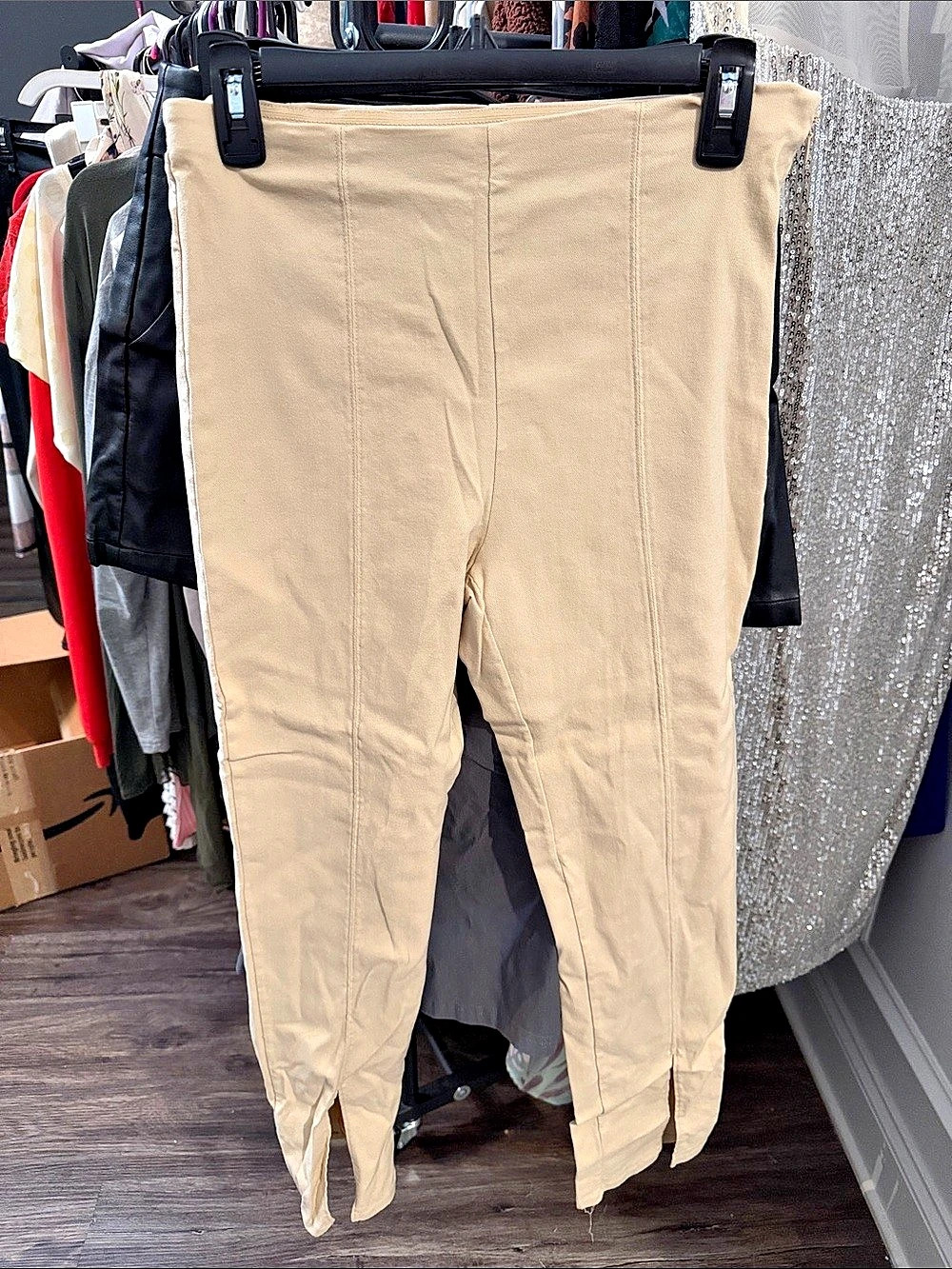 Beige Tapered Pants
